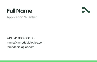Business card back: name, role and contact details beside the logo