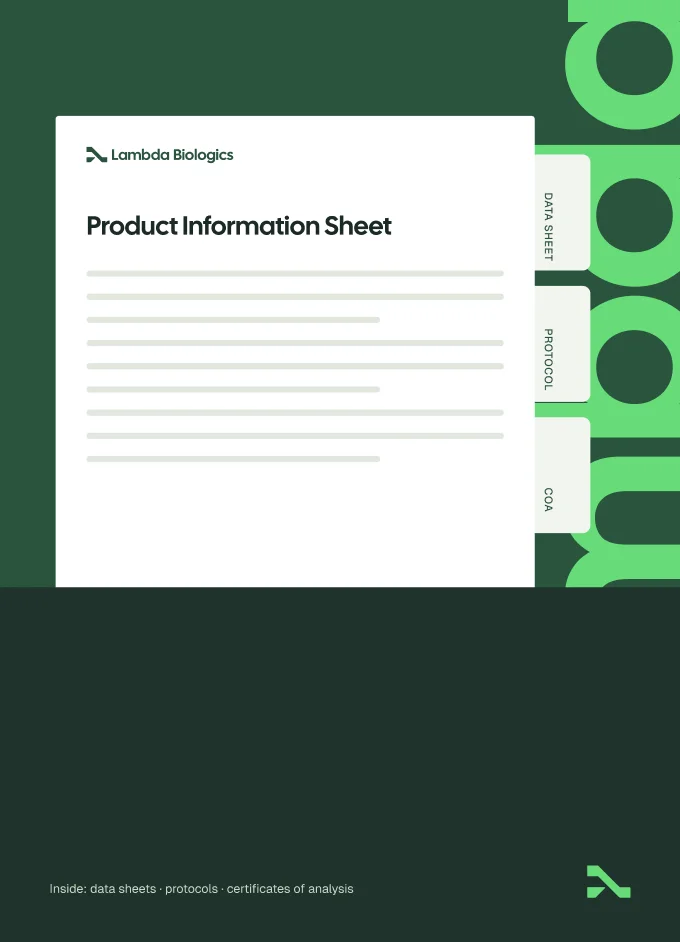 Inside of the folder: a Lambda Green pocket holding a product information sheet